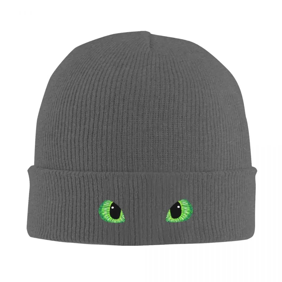 Green Toothless Dragon Eyes Drawing Warm Knitted Cap Fashion