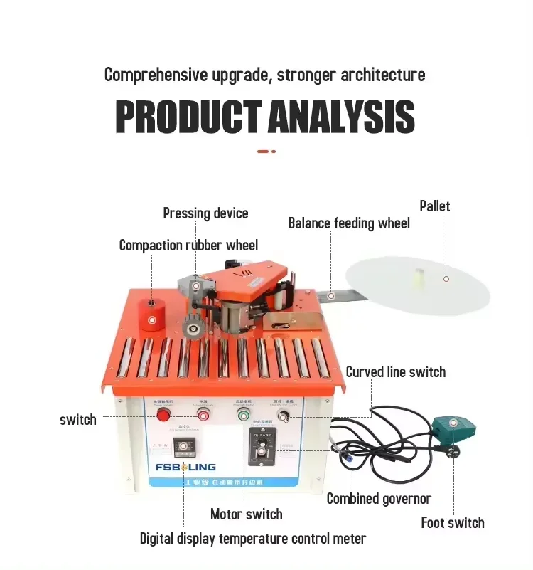 FSBOLING woodworking machinery small home decoration curve portable paintless board edging machine