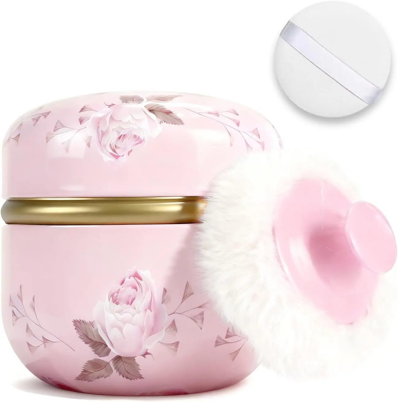 

Portable Empty Body Powder Container with Puffs for Baby and Women, Travel-Friendly Tin Case