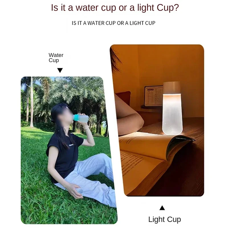 Multi-Functional Atmosphere Water Cup Camping Light, Tritan Material, Four-Color Touch Dimming, For Reading, Drinking Water