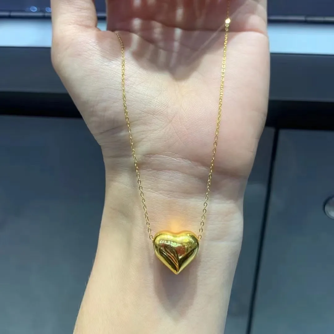 

LABB Real 18K Gold Heart shaped Pendant Necklace Pure AU750 Luxury Heart shaped Design Women's Boutique Jewelry Birthday Gift