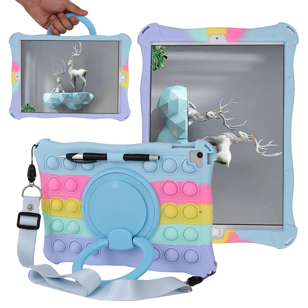For iPad 10.9 10th 10.2 9th 8th 7th Gen Case Kids Tablet Cover for iPad Air 1 2 3 4 5 Pro 11 Pro 9.7 Soft Silicone Rotating Case