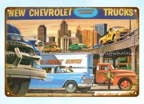 1955 automotive Truck cars metal tin sign interior design for living room