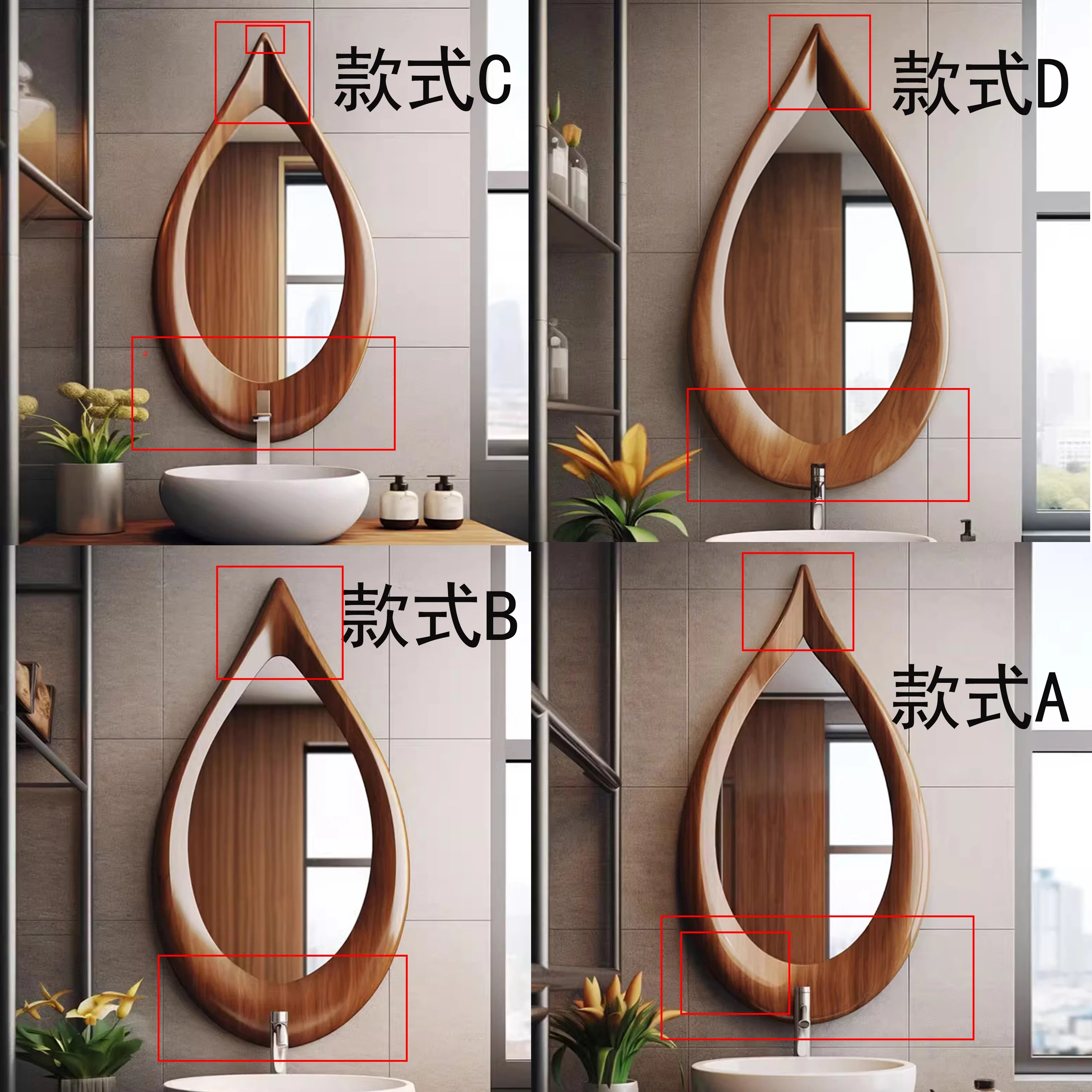 Specchio da bagno francese retrò per bagno, specchio per lavandino domestico, da appendere alla parete