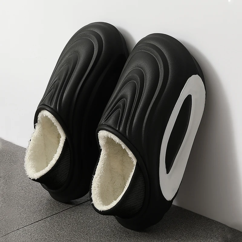 EVA Winter Slippers For Men Women Warm Fur Lined Waterproof Anti Slip Plush Indoor Outdoor Lightweight Home Cotton Shoes