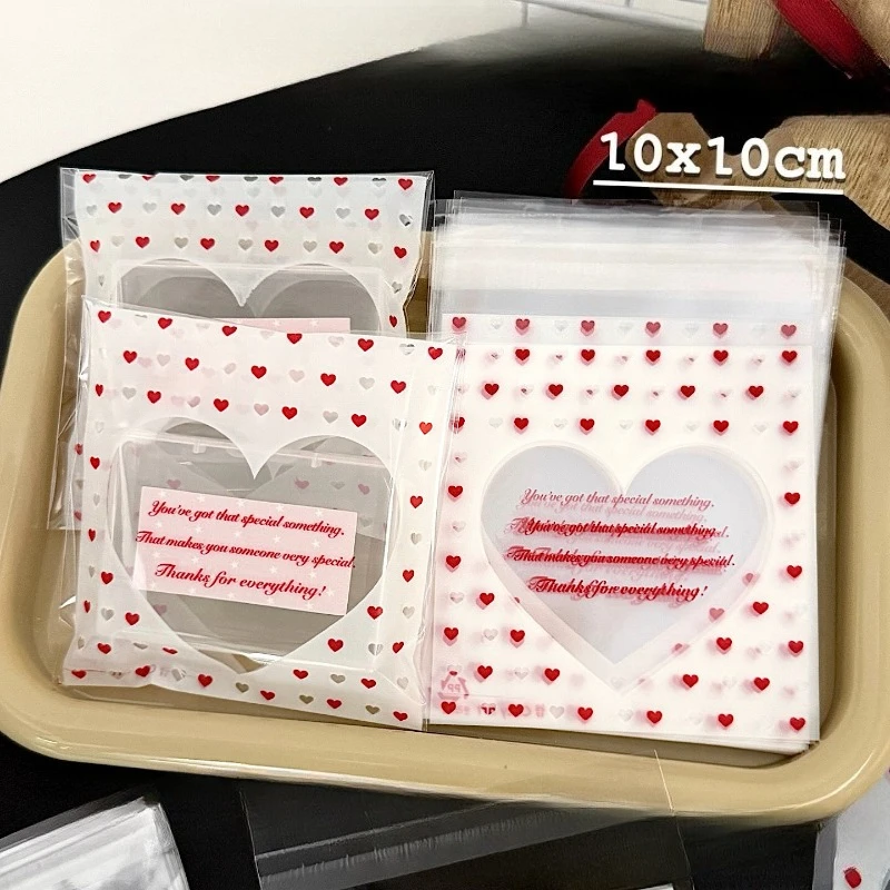 100pcs/set Love Heart Photocard Case Cute Badge Protector Journal Small Gift Package Candy Storage Dividers Bag for DIY Wrapping