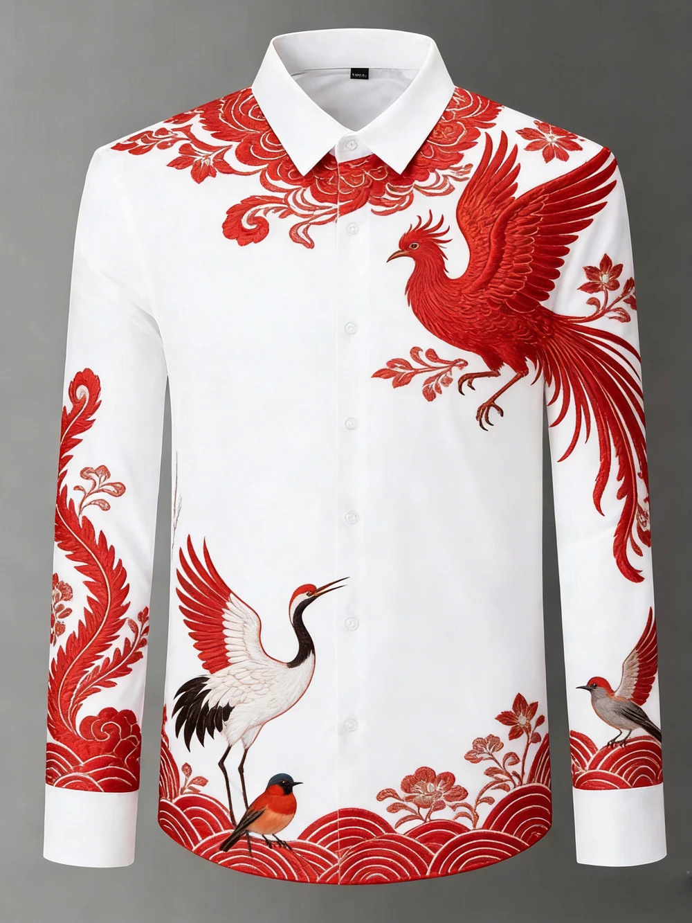 Men's Spring Arrival Long Sleeve White Shirt Natural Insect High Definition Printed Shirt Hawaiian Resort Social Men's Clothing
