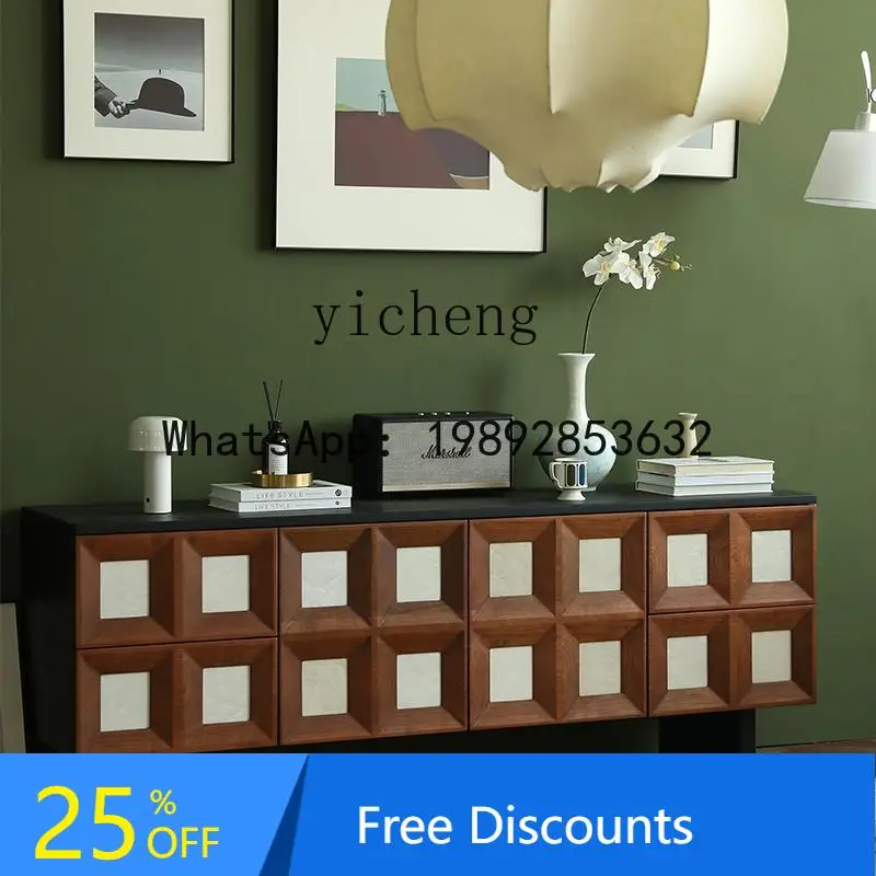 

retro solid wood TV cabinet contrasting color living room home medium and ancient style TV side cabinet