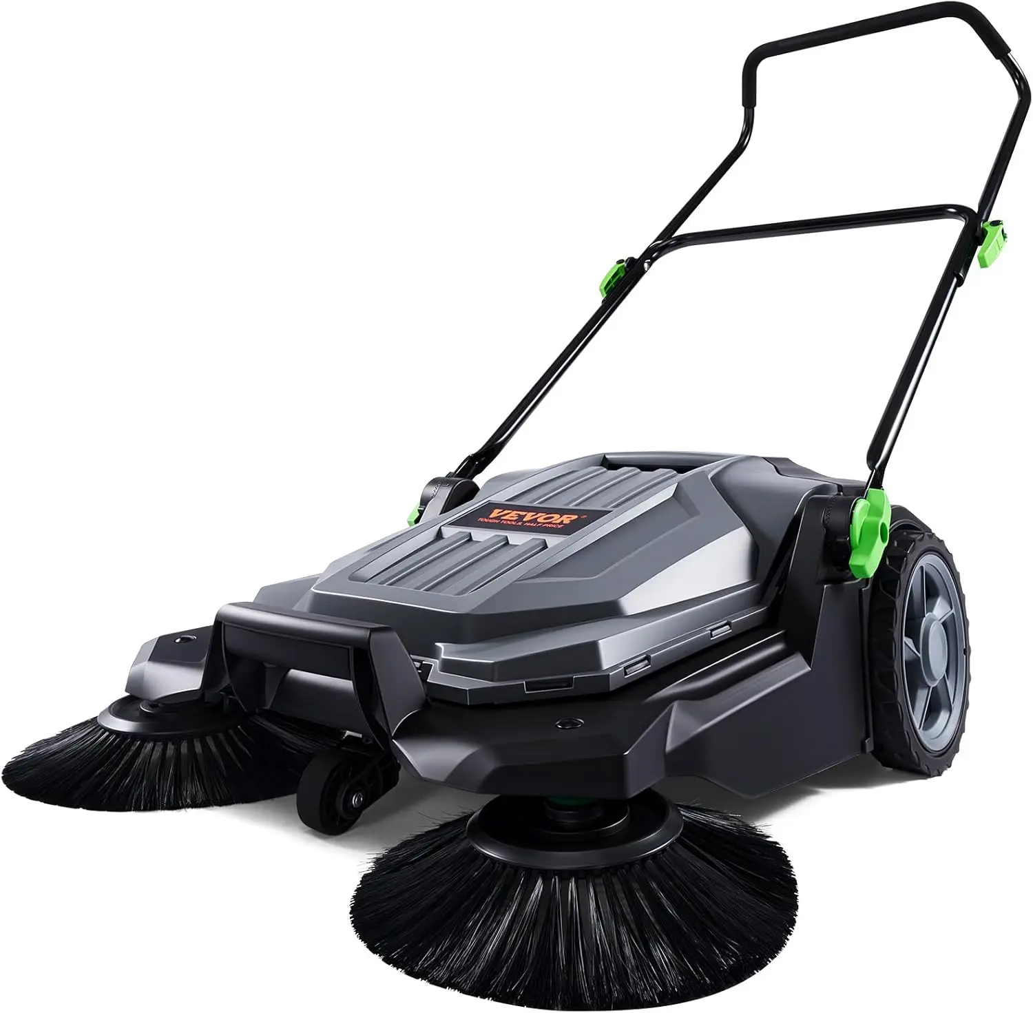 

25.6" Manual Floor Sweeper with 5-Gallon Container, Adjustable Handle for Walkway, Yard, Garage & Patio