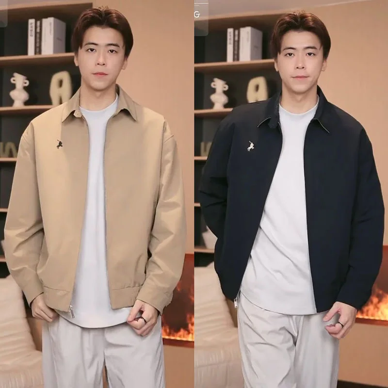 

New 2025 Men's Casual Jaet Coat Faionable Loose Fit Hooded Top Trendy Haome Outerwear Polyester Fabric Spring Autumn