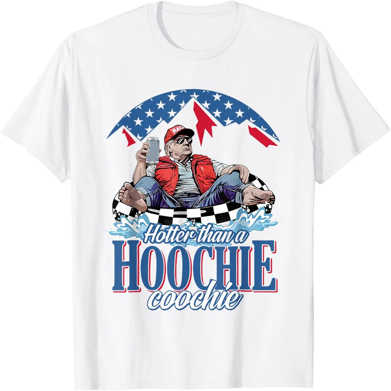 Hotter Than A Hoochie Trump Coochie Viral Trump Summer Vibes T-Shirt Vintage t-shirt, Everyday wear tee,