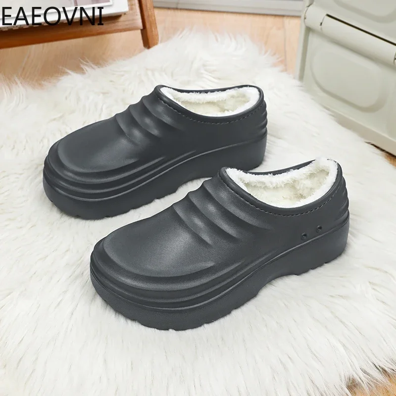 EVA Fluffy Slipper Couple Slippers Shoes for Home Man Trendy All-match Simple Velvet Thickening Shoes EAEOVNI New Arrival Hot