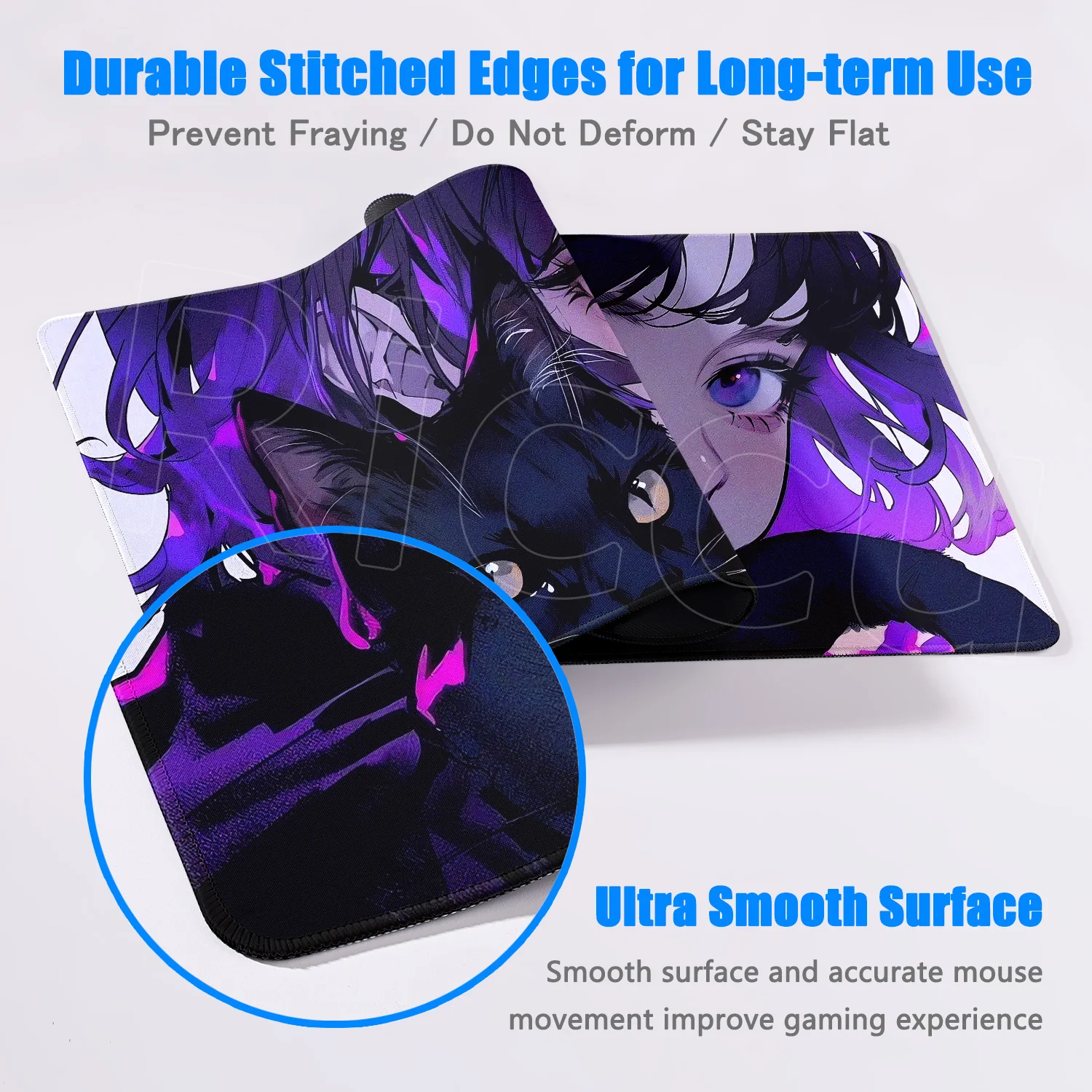 XXL Gaming Mouse Pad Anime Black Cat Eyes Gaming Keyboard Long Pad Computer Desk Mat Large Kawaii Girl Laptop Rug Office Gadgets