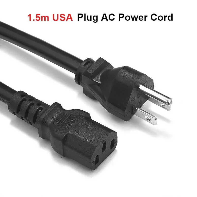 

USA Power Extension Cable 1.5m IEC C13 Plug Power Supply Cord For Projector PSU Antminer Printer TV DJ Light Computer Monitor