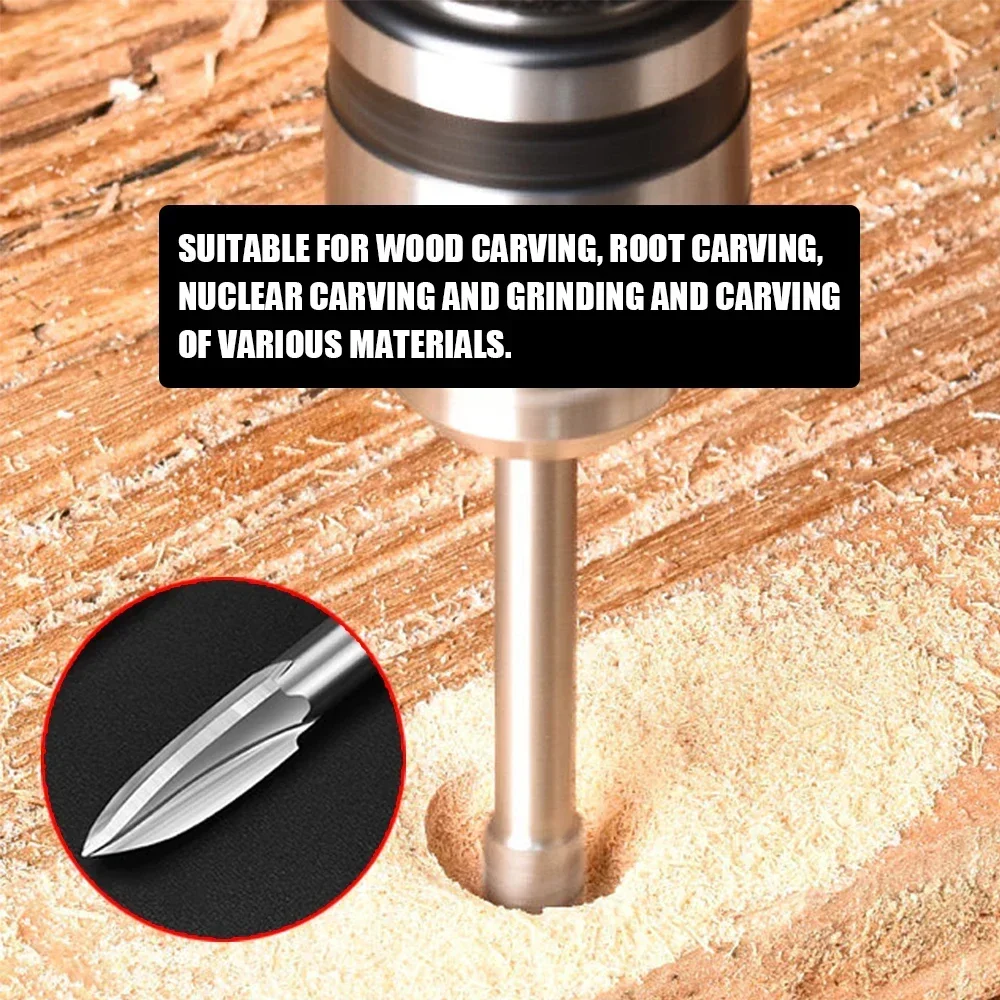 5Pcs Wood Carving Drill Bit HSS Engraving Drill Bit Set Solid Carbide Root Milling Grinder Burr Precise Woodworking Carve Tools