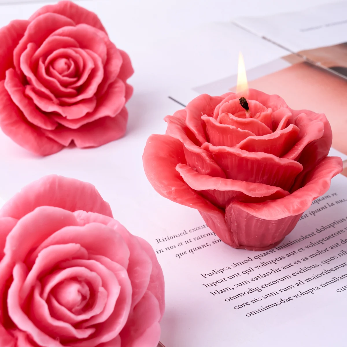 3D Flower Silicone Candle Mold DIY Handmade Rose Making Soap Plaster Resin Chocolate Baking Molds Valentine\'s Day  Craft Gift