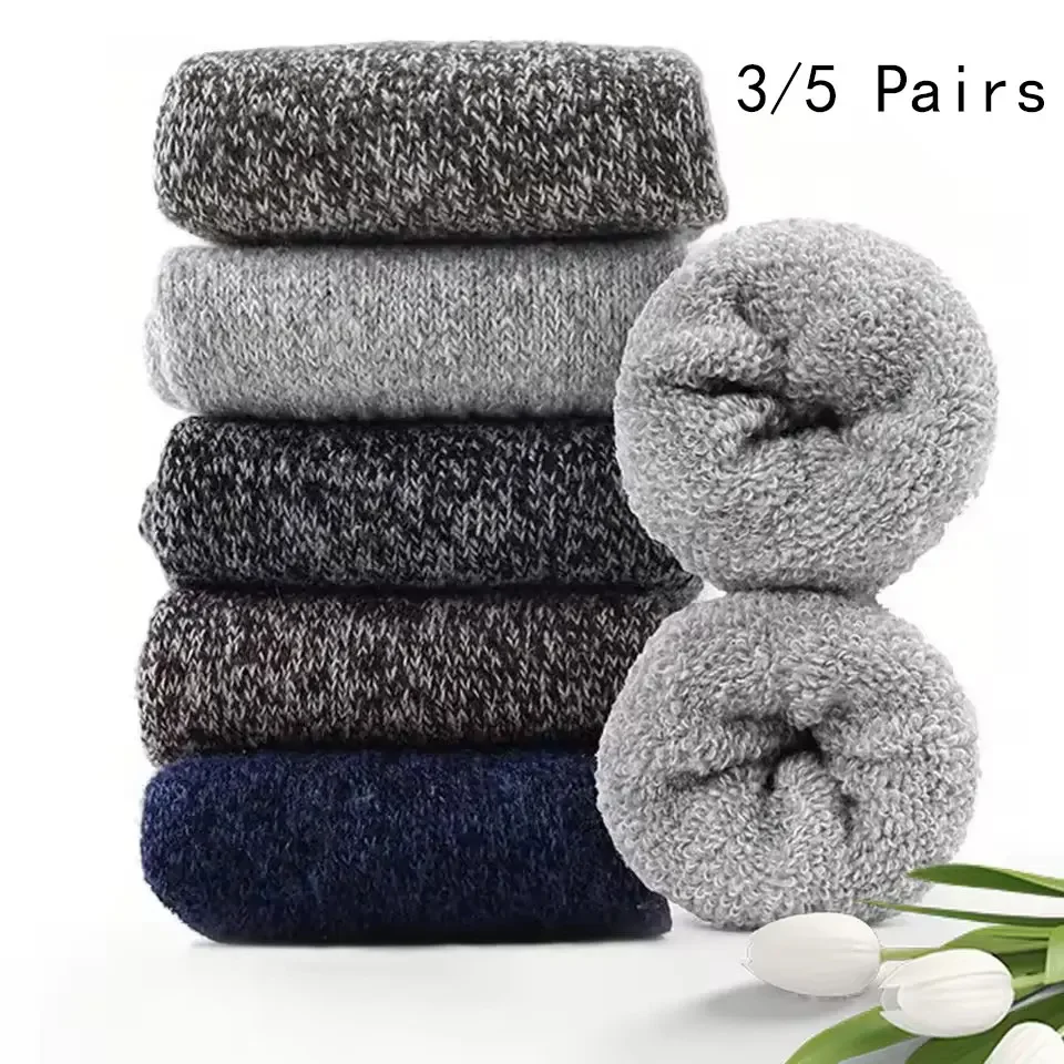 

3/5 Pairs Of Thick Woolen Socks For Men, Autumn And Winter Stockings, Towels To Keep Winter Warm, Crew Socks, Christmas Gift