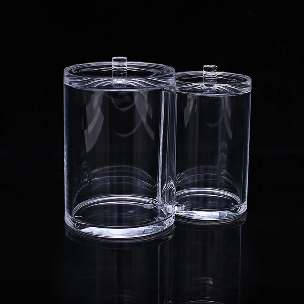 

Cotton Ball Swab Holder Organizer Storage Box Dual-compartment Acrylic Round Cotton Pad Container Case (Transparent)