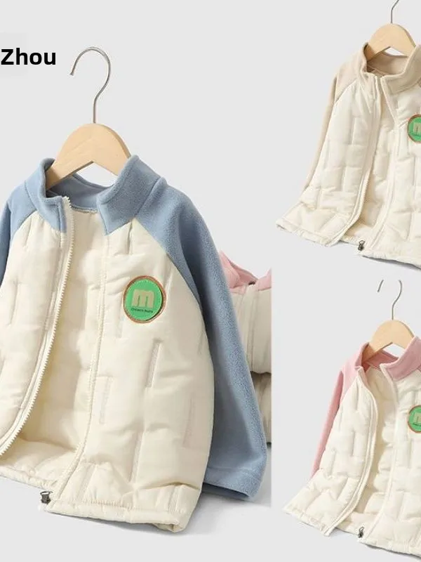 

Thiened Warm Cotton Jaet for Boys And Girls Stand Collar Loose Fitting Autumn Winter School orm Windproof Children's ...