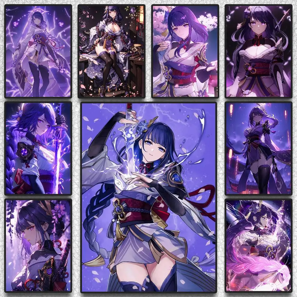 G-Genshin Impact Raiden Shogun Poster HD Art Sticky Wall Waterproof Home Living Room Bedroom Bar Aesthetic Decoration G-Genshin Impact Raiden Shogun Poster HD Art Sticky Wall Waterproof Home Living Room Bedroom Bar Aesthetic Decoration