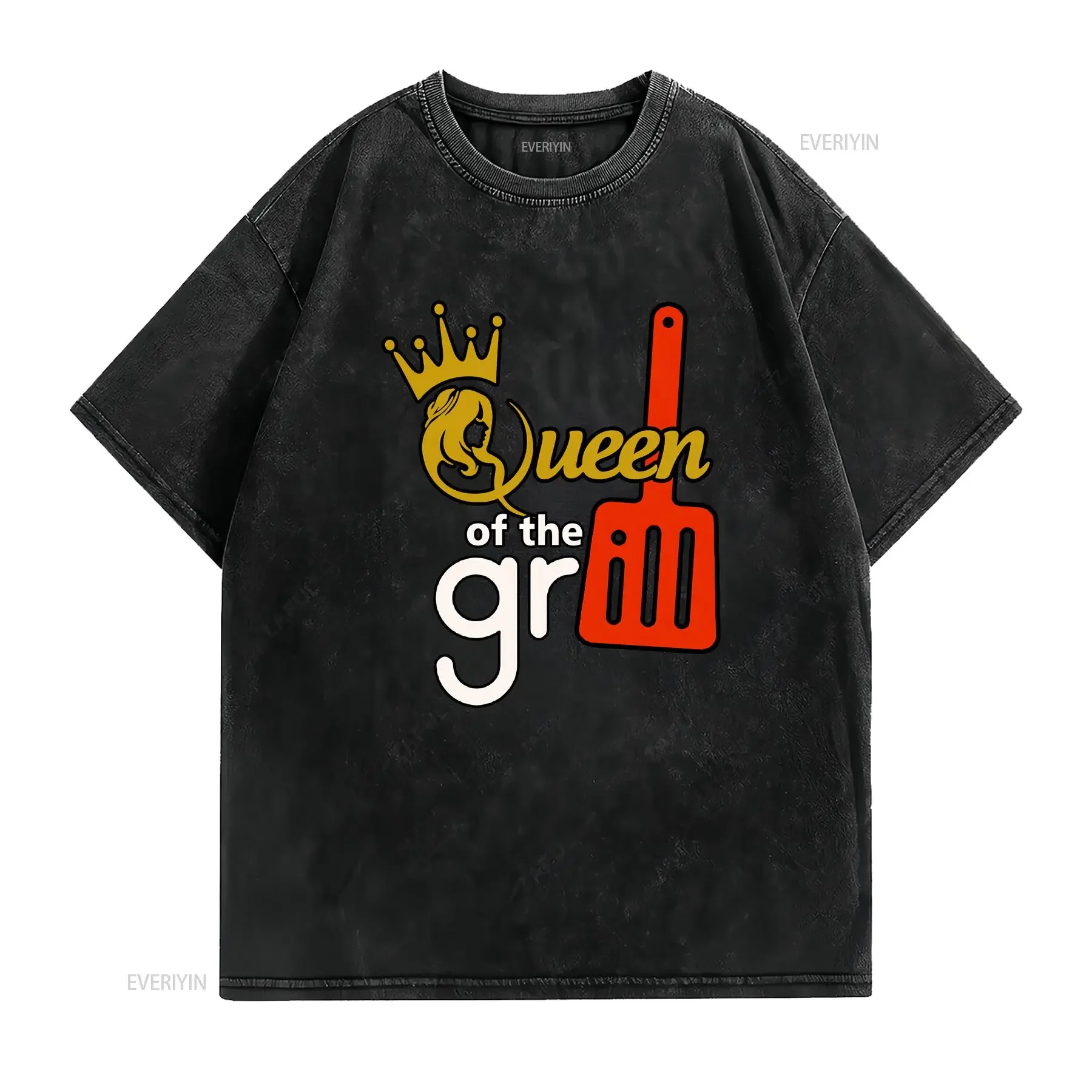 Queen of the Grill T Shirt Master Meat Smoker Pit Grilling s BBQ Chef vintage Washed Soft designer clothes homme streetwear