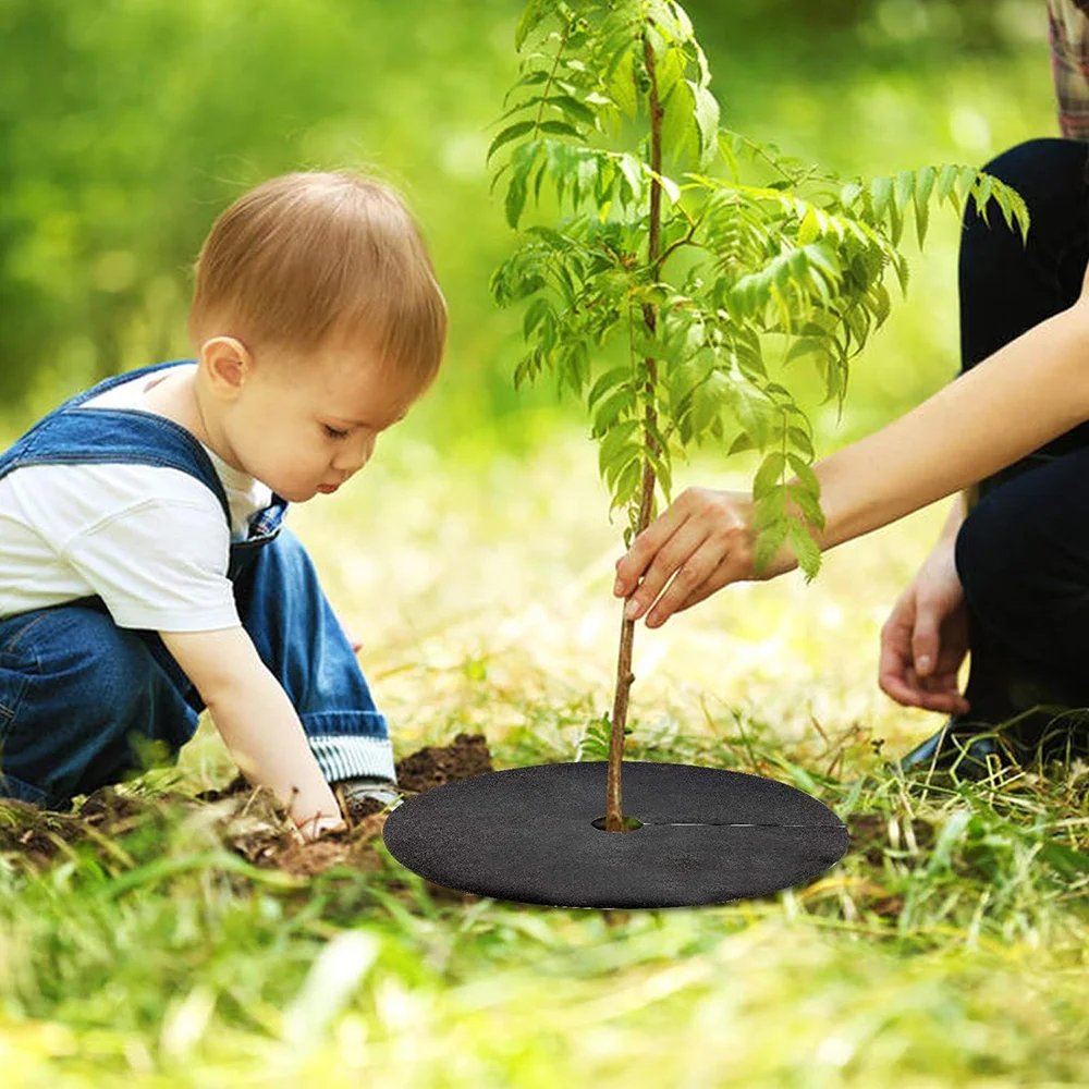 6pcs Tree Protection Weed Mats Protector Mat From Weeds Non-Woven Plant Cover Anti Grass Gardening Fabric Weed Control 15cm-82cm