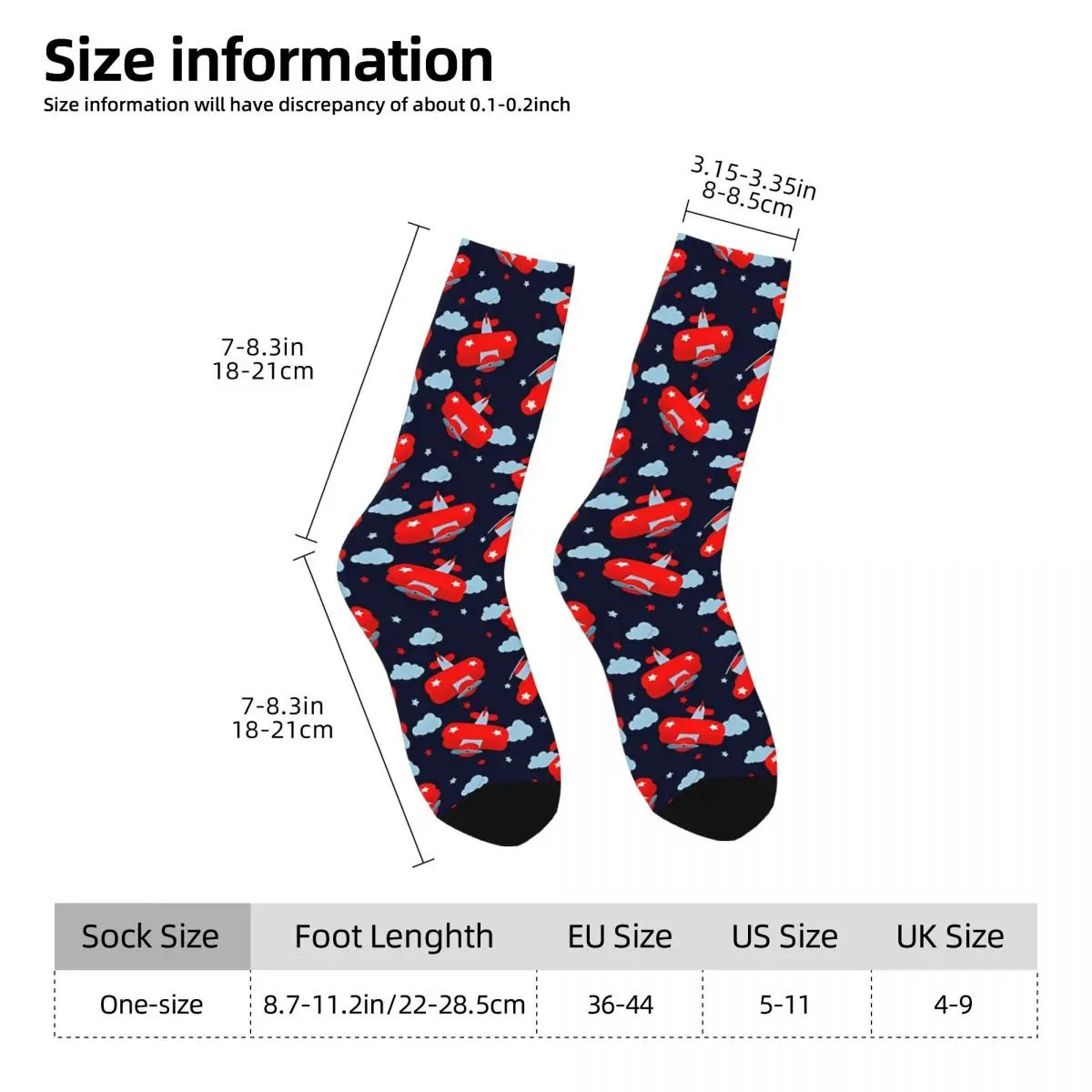 Cute Red And Blue Planes And Clouds Kids Socks Hiking 3D Print Boy Girls Mid-calf Sock