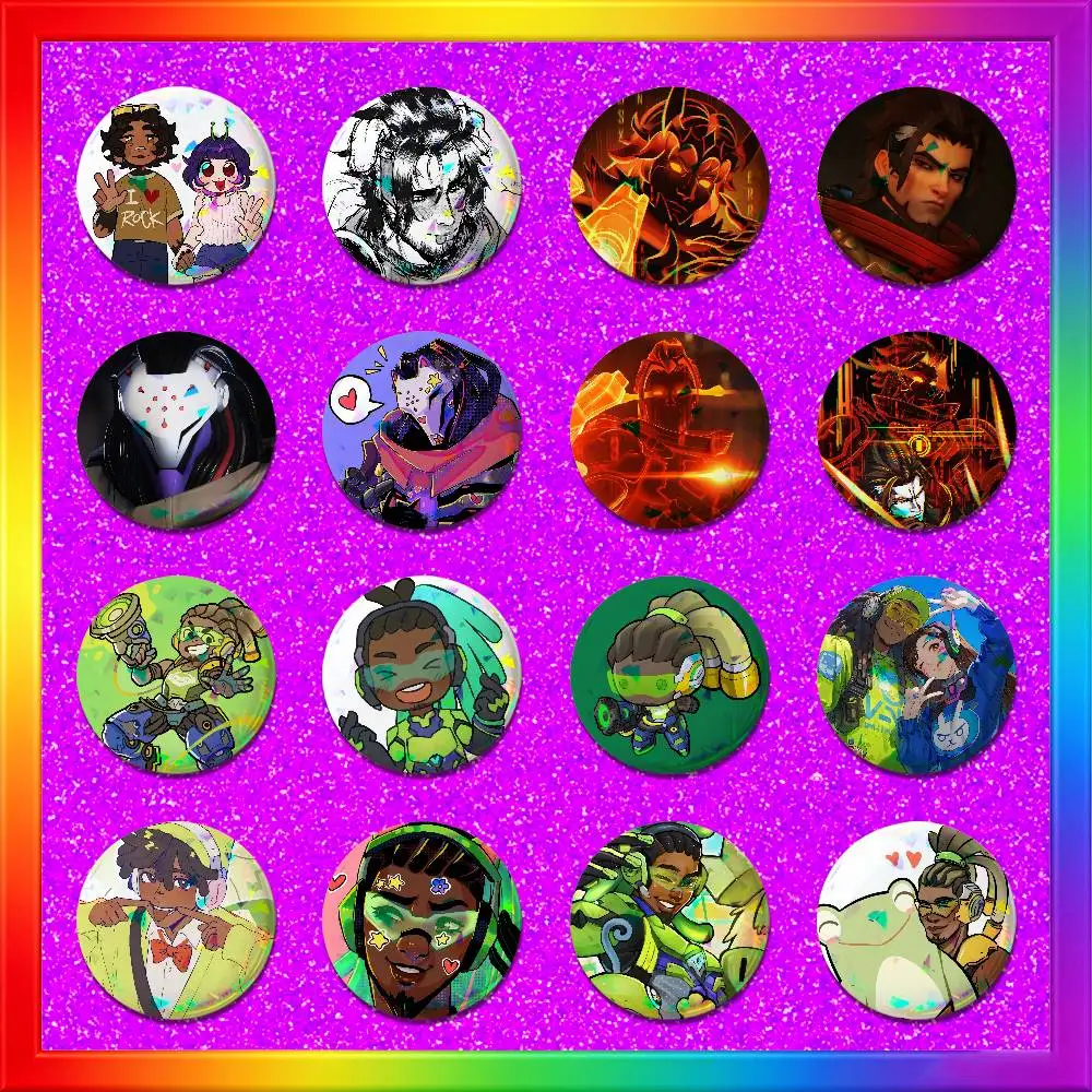 For Overwatch Lucio Emre Ramattra Enamel Pin Badge Button Round Metal Brooch Jacket Ita Bag Pins Gift Custom