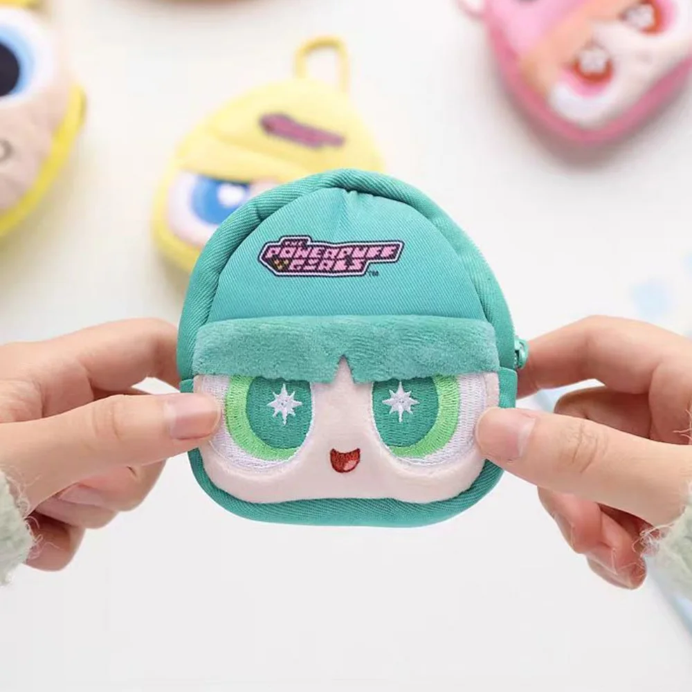 Genuine Powerpuff Girl Cartoon Mini Coin Purse Kawaii Blossom Bubbles Buttercup Girly Style Headphone Charging Cable Storage Bag