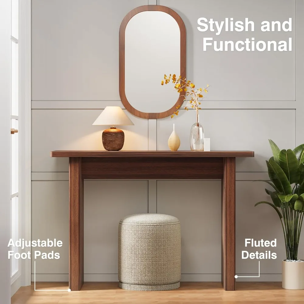 طاولة وحدة تحكم ذات مدخل ضيق على طراز منتصف القرن، 43.3 طاولة أريكة خشبية مخددة لغرفة المعيشة والممر