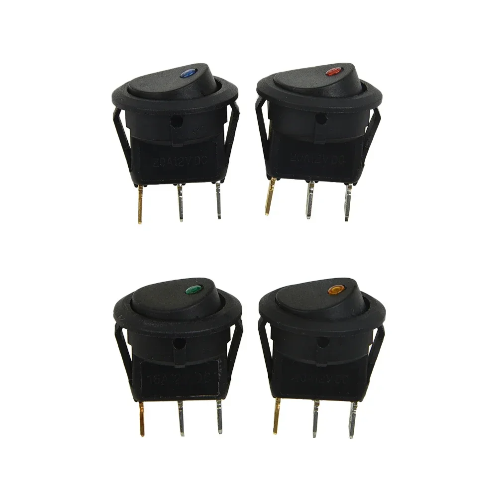 Rocker Switches Black Round Rocker for car flashing lights chassis lights SPST 2 Poles Design Plastic+Metal 3 Pins