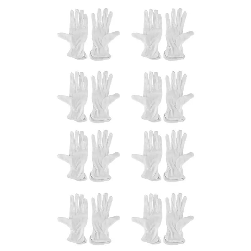 A03Z-8 Par de Guantes de Trabajo y Conducción de Algodón Blanco Antideslizantes y Protectores
