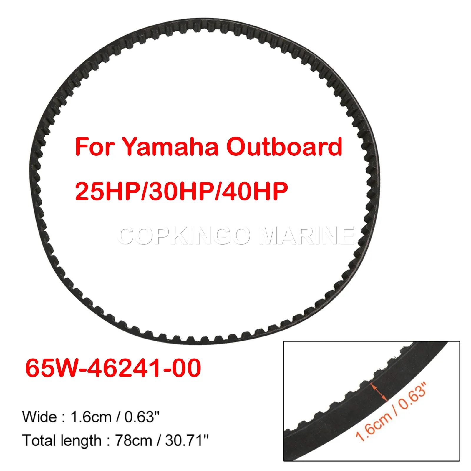 Boat Timing Belt 65W-46241-00 Yamaha Outboard 25HP/30HP/40HP 4-Stroke 18-15135