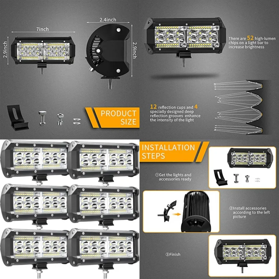 

San-Young LED Work Lights for Truck, Tractor Farm Equipment LED Light Pods Light Bar 2V 24V 5W 2000lm Off Road Driving Auxiliar