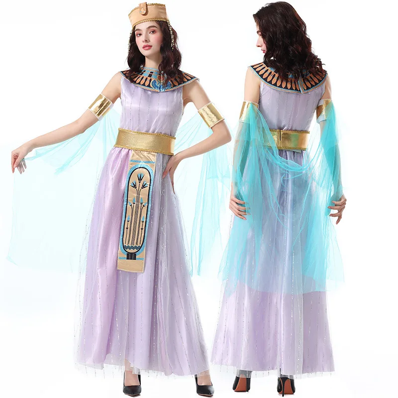 Loween cos árabe médio oriente antigo rainha romano personagem mitológico véu traje feminino roupas de desempenho