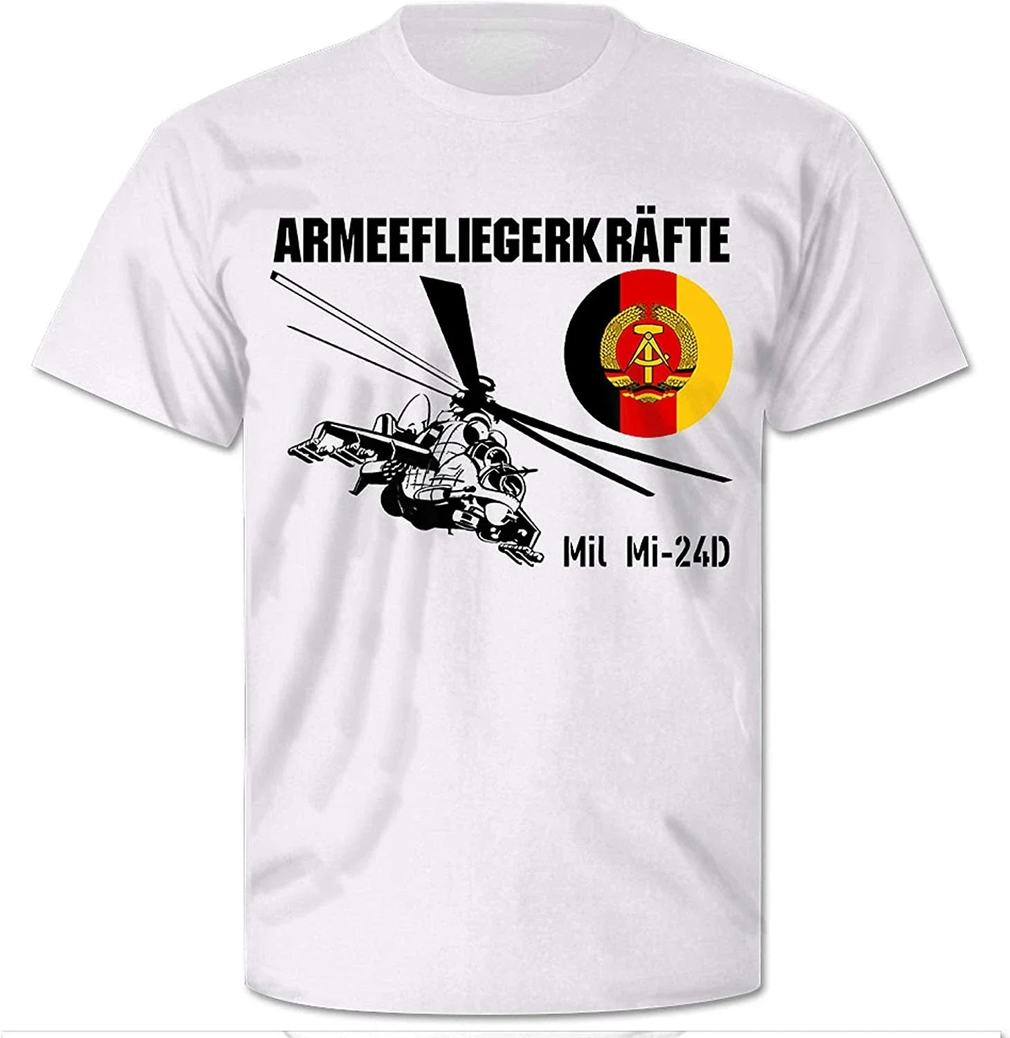 East Germany GDR Mil Mi-24D Hind Attack Helicopter T-Shirt 100% Cotton O-Neck Summer Short Sleeve Casual Mens T-shirt Size S-3XL