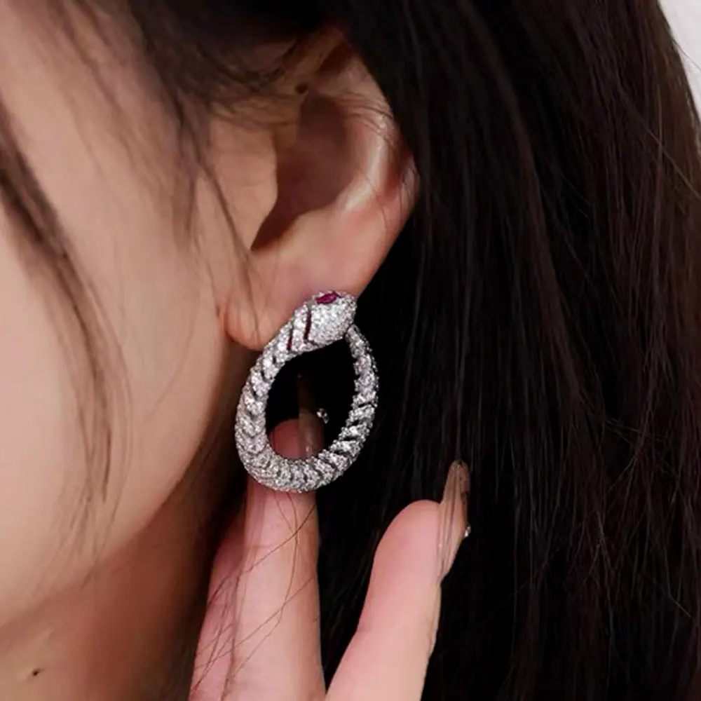 

Missvikki Hollow Lovely Snake Dangle Earrings Shiny Cubic Zircon Drop For Bridal Wedding Party Jewelry High Quality New Hot