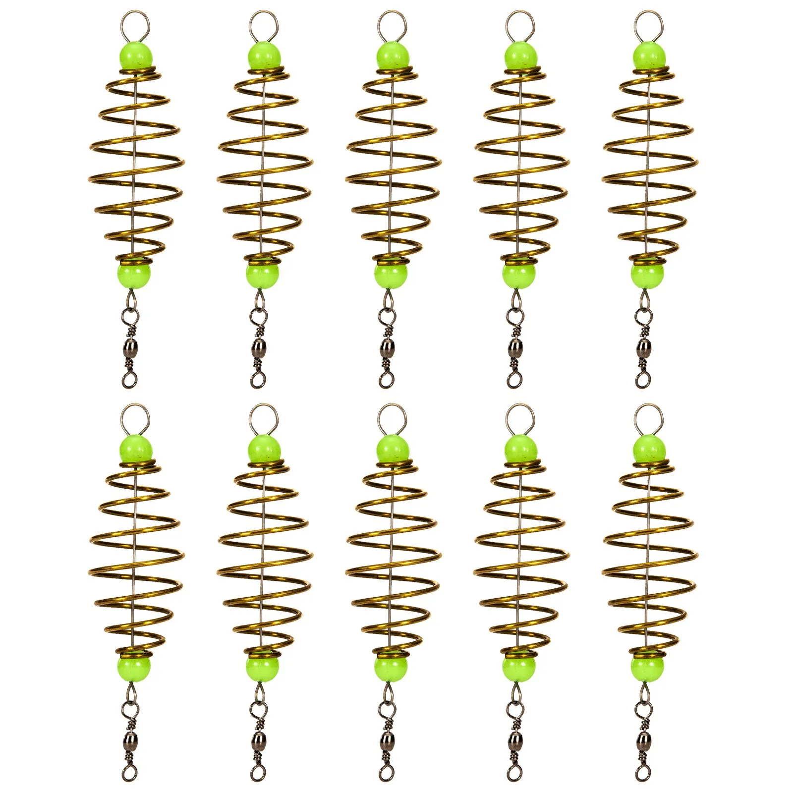 10 قطعة وحدة تغذية صيد سمك الشبوط المضيئة ، قاذف طعم سمك السلور ، قفص طعم تغذية الصيد الربيعي ، طعوم قفص سلة أسماك البلمة