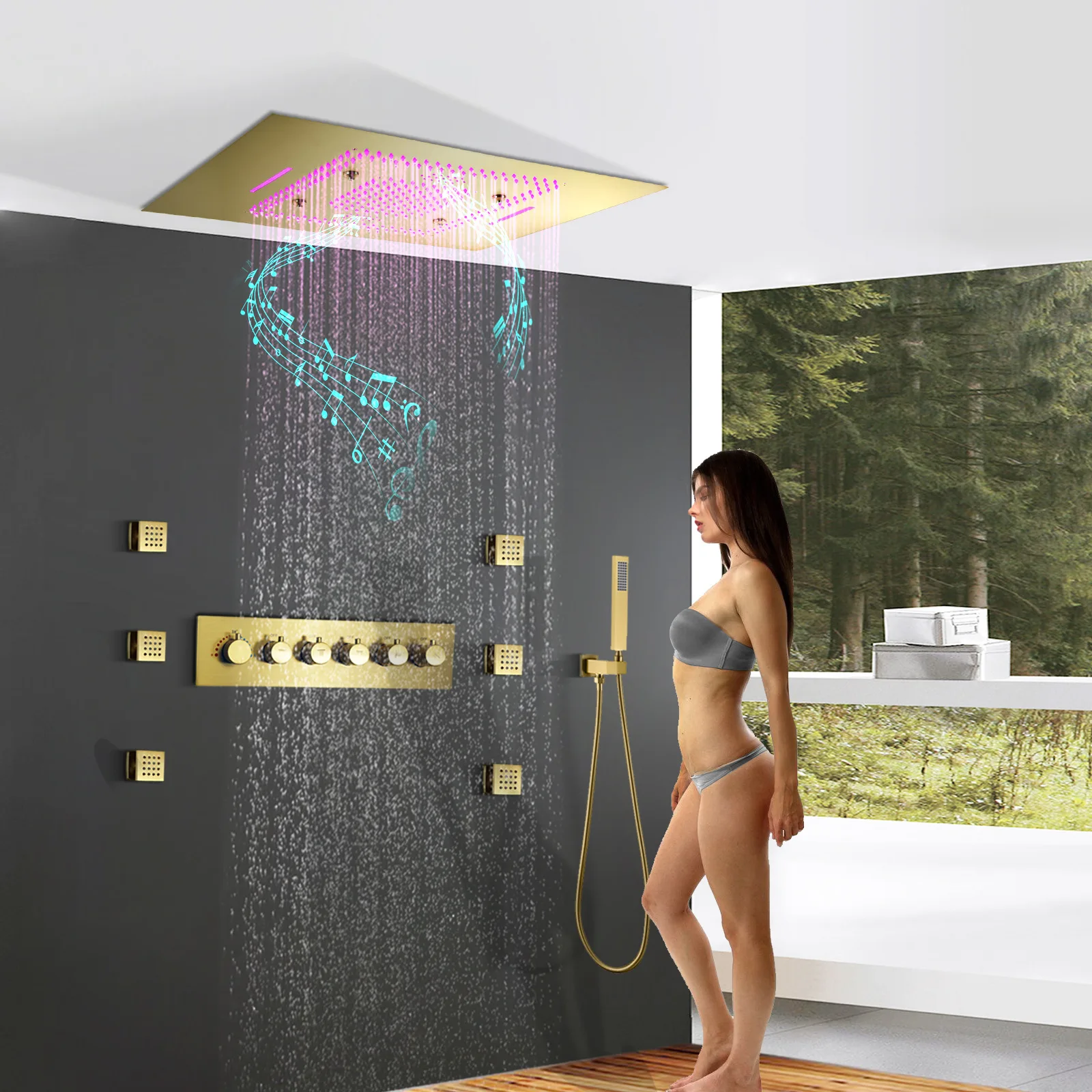 Laskin concealed constant temperature music shower set 800 * 600mm embedded