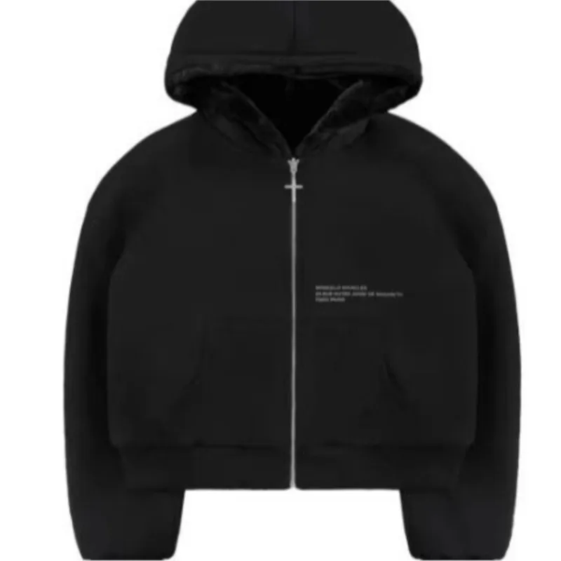 Street Hipster Hooded Fleece 2025 Autumn / Winter Both Sides Can Wear Leopard Restoring Ancient Ways Zipper Hoodie Pocket Blouse