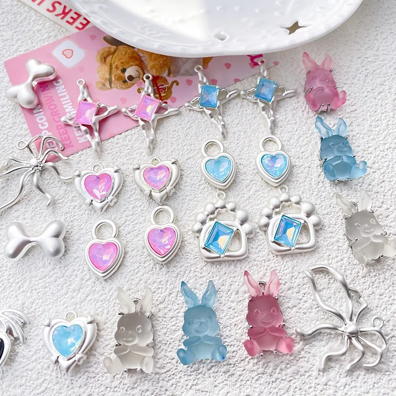 ins sweet cute jelly rabbit love pendant DIY jewelry bracelet necklace earrings beaded accessories material