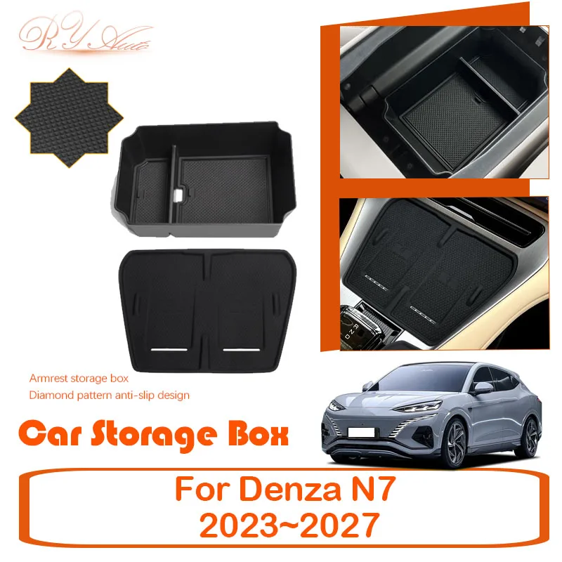 

Car Storage Boxes For Denza N7 2023~2027 Anti-dirty Armrest Center Console Box Water Cup Wireless Charging Pads Auto Accessories
