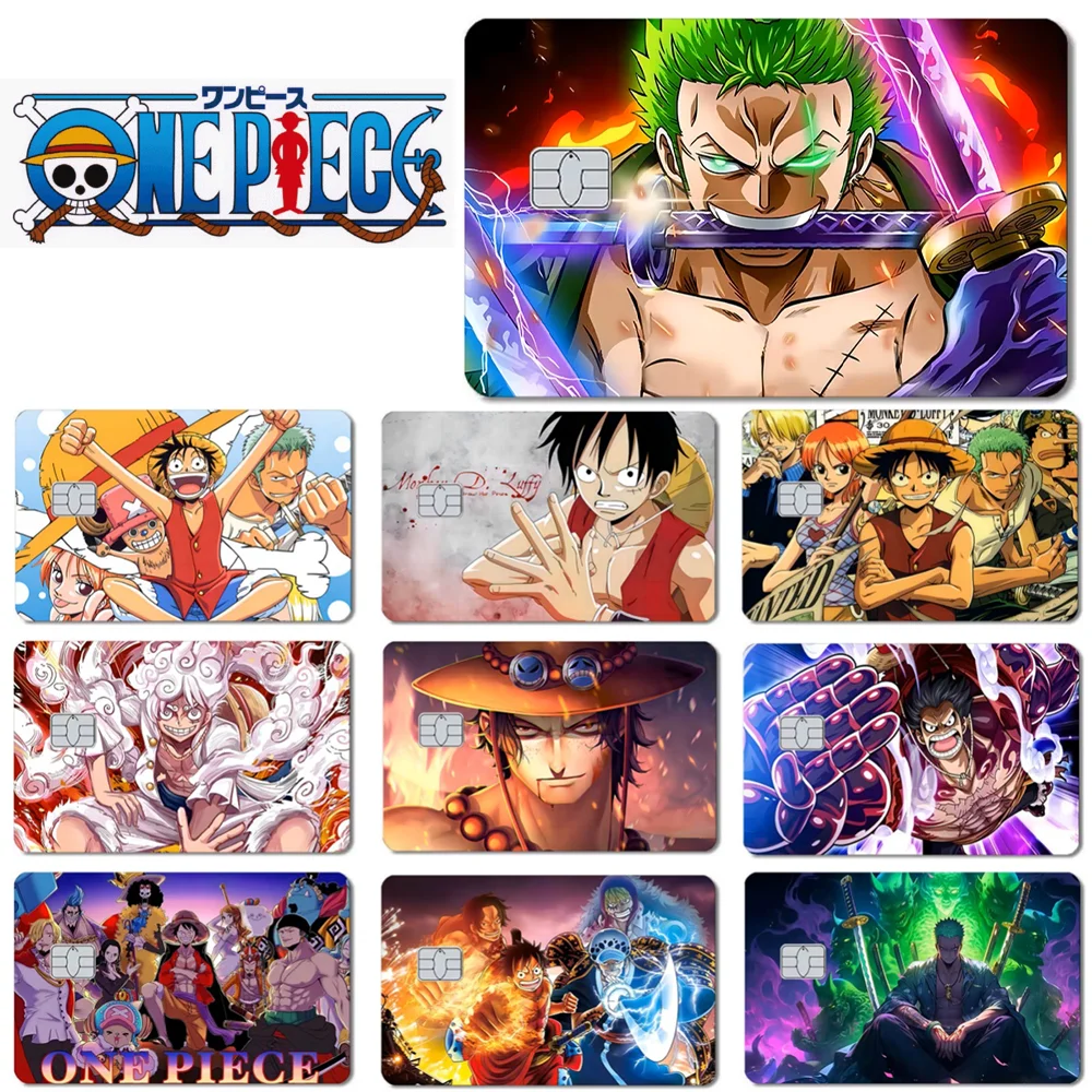 Anime ONE PIECE Luffy Zoro Ace Robin Matte PVC-Aufkleber Folie für Kreditkarten, Debitkarten, Bankkarten, Aufkleber, Dekor, Spielzeug