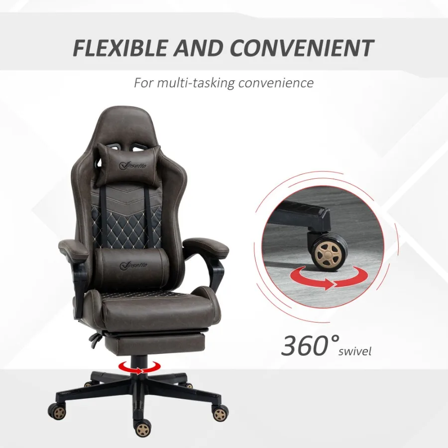 Vinsetto Racing Gaming Chair Diamond PU Leather Office Gamer Chair High Back Swivel Recliner with Footrest Lumbar Support Adjus