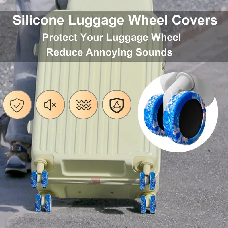 New Luggage Wheel Covers Silicone Travel Luggage Caster Shoes Suitcase Wheel Protector Noise Resistant Caster Replacement Covers