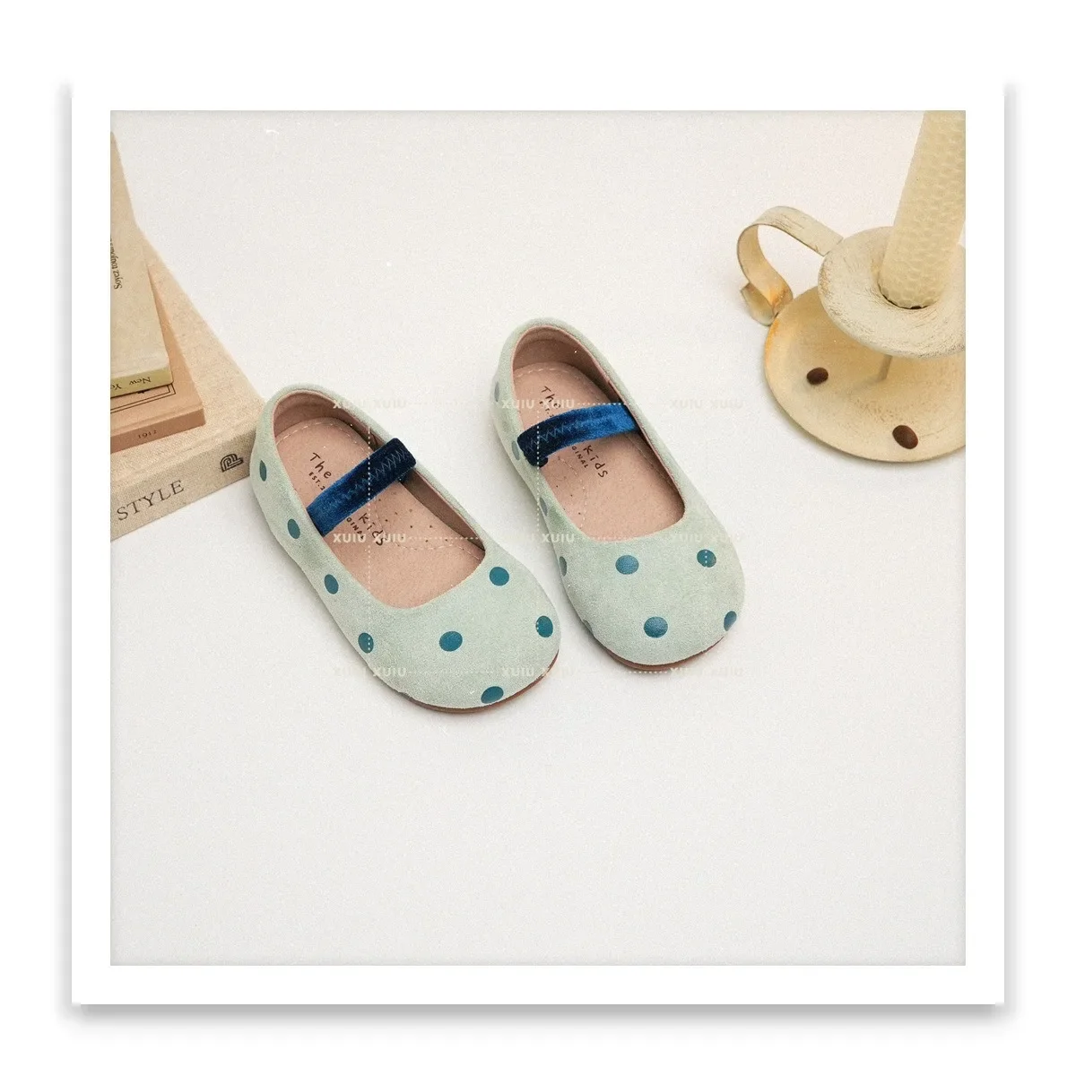 

Girls Ballet Flats Princess Velvet Spotted Mary Jane Shoes for Baby Girl Child Chic Candy Color Spring Casual Shoes with Elastic