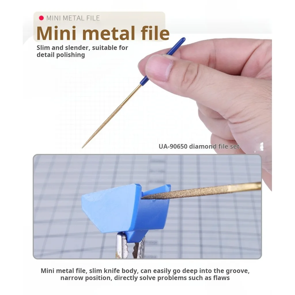 Precision Cylindrical Diamond File Set Scale Model Polishing Tools Military Mecha Plastic Resin Hobby DIY Craft Accessory