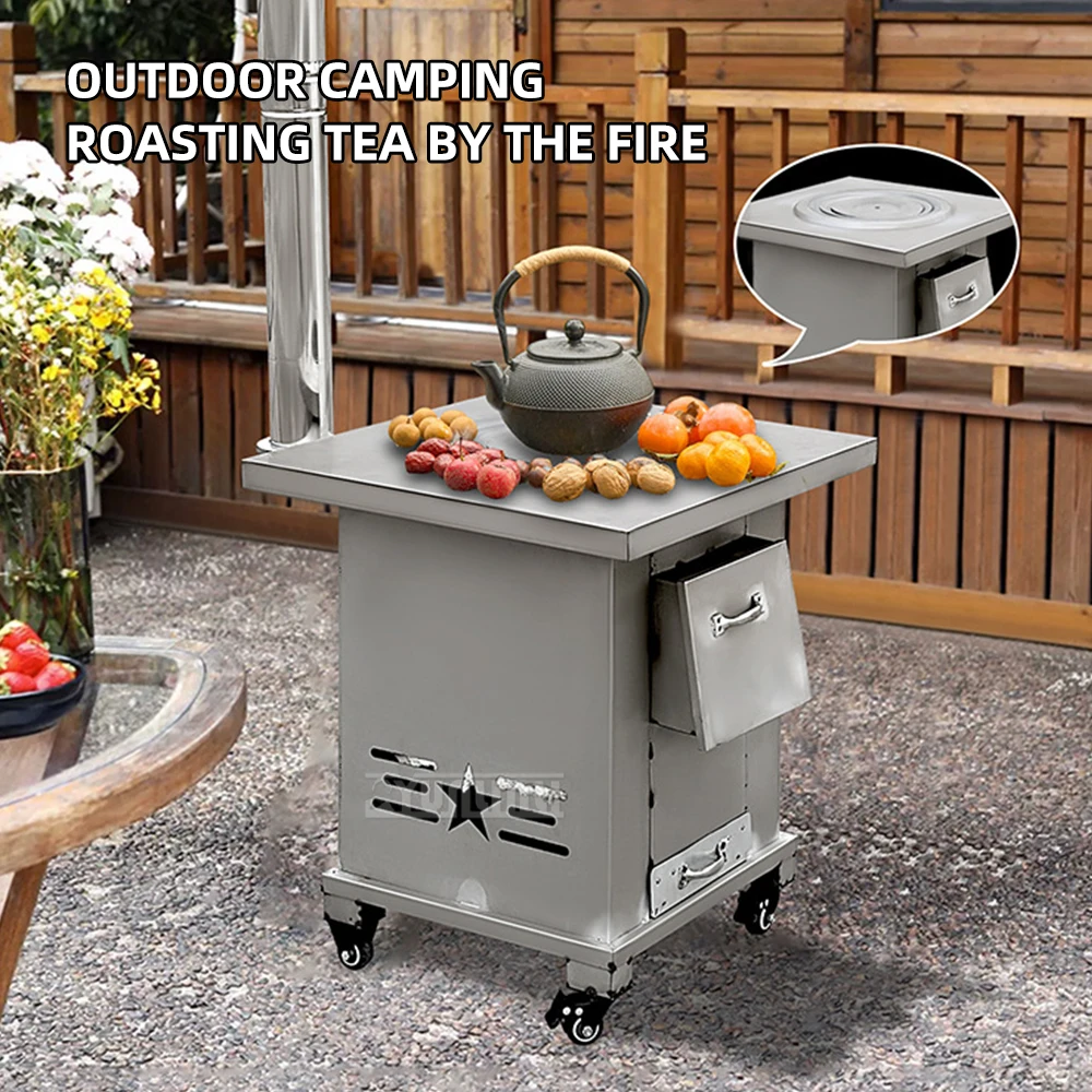 가정용 사각형 목재 스토브 야외 스테인레스 스틸 Kuchenka 쿡탑