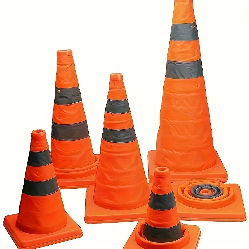 1 collapsible telescopic safety reflective traffic cone, portable warning cone for traffic emergency barrier facilities