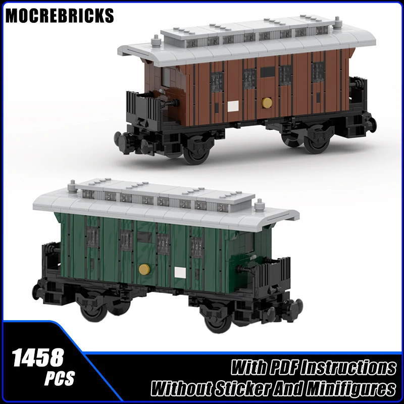 

German Railway Train Carriage Model KPEV 4th Class Passenger Coach MOC Technology Building Block Sets Kid's DIY Toys Bricks Gift